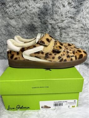 Sam Edelman Talia Brown Leo Print Sneakers Size 6